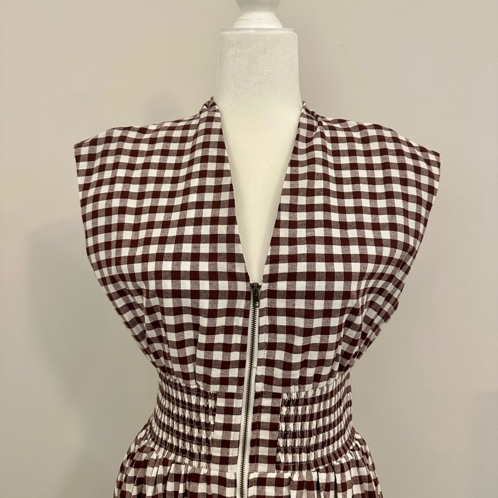 Classic Brown and White Gingham Dress - Picture 2 of 3